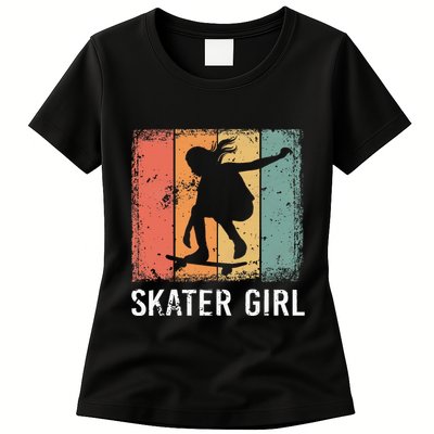 Cool Skater Art Women Skateboarding Skateboard Skating Womens T-Shirt