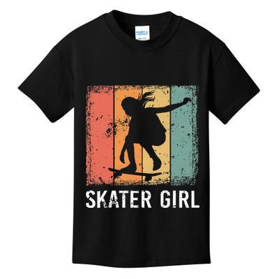 Cool Skater Art Women Skateboarding Skateboard Skating Kids T-Shirt