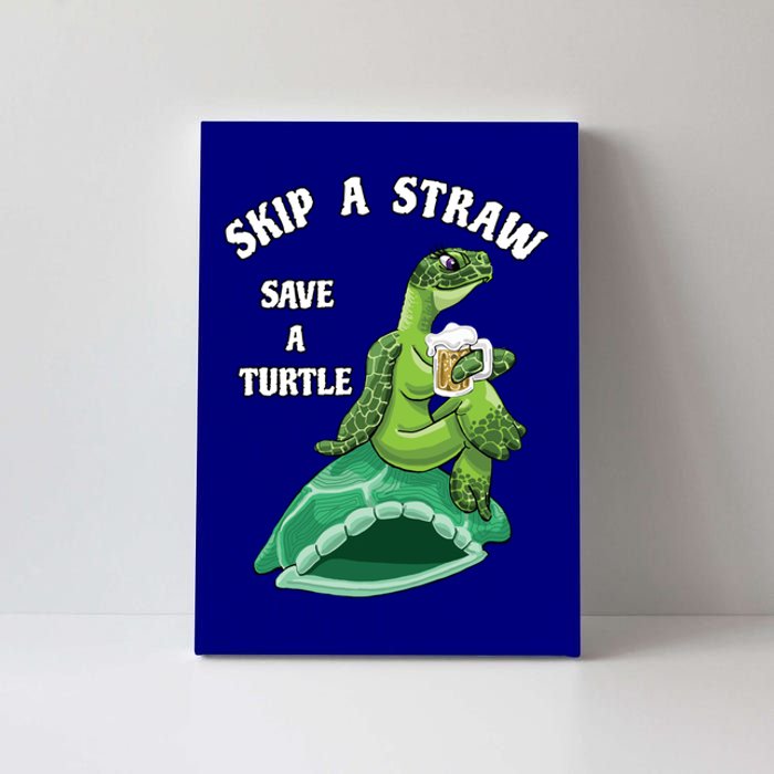 Cute Skip A Straw Save A Turtle Colorful Sea Turtle Rescue Gift Canvas