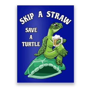 Cute Skip A Straw Save A Turtle Colorful Sea Turtle Rescue Gift Poster