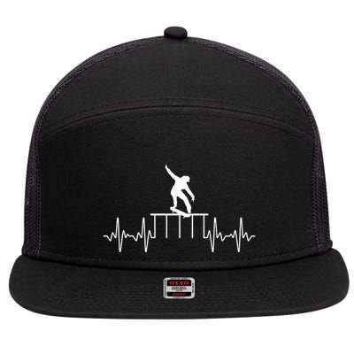 Cool Skateboarder Art For Women Skateboard Skateboarding 7 Panel Mesh Trucker Snapback Hat