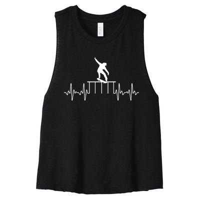 Cool Skateboarder Art For Women Skateboard Skateboarding Women's Racerback Cropped Tank