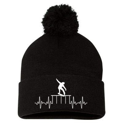 Cool Skateboarder Art For Women Skateboard Skateboarding Pom Pom 12in Knit Beanie