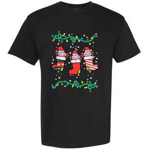 Christmas Stockings Axolotls Cute Xmas Girl Garment-Dyed Heavyweight T-Shirt