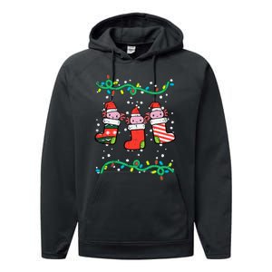 Christmas Stockings Axolotls Cute Xmas Girl Performance Fleece Hoodie