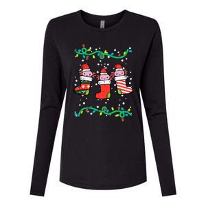 Christmas Stockings Axolotls Cute Xmas Girl Womens Cotton Relaxed Long Sleeve T-Shirt