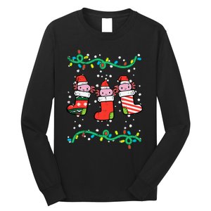 Christmas Stockings Axolotls Cute Xmas Girl Long Sleeve Shirt