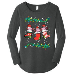 Christmas Stockings Axolotls Cute Xmas Girl Women's Perfect Tri Tunic Long Sleeve Shirt