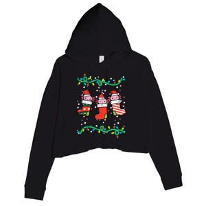 Christmas Stockings Axolotls Cute Xmas Girl Crop Fleece Hoodie