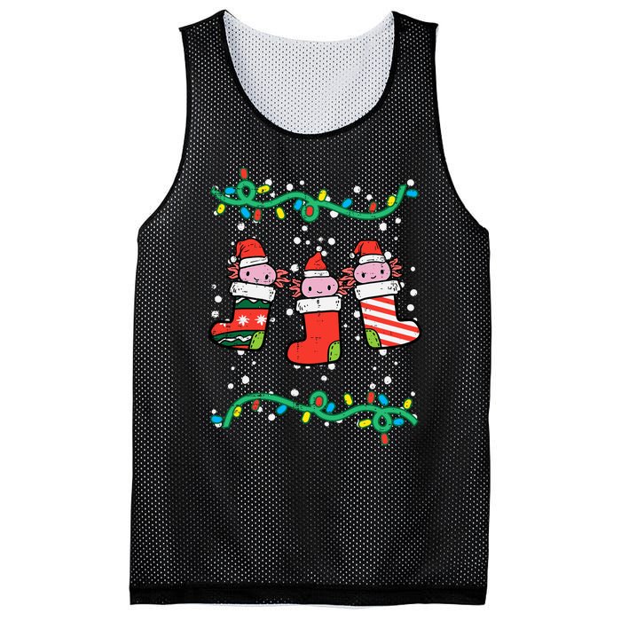 Christmas Stockings Axolotls Cute Xmas Girl Mesh Reversible Basketball Jersey Tank