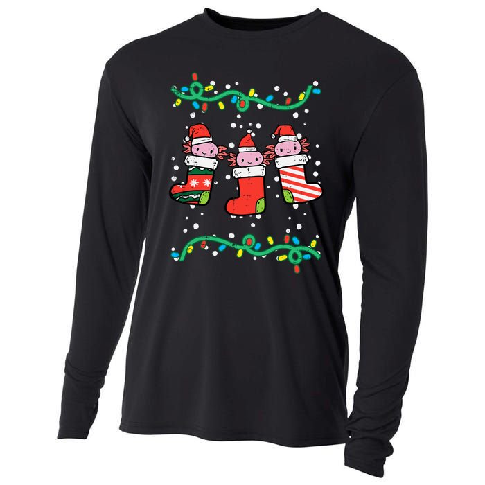 Christmas Stockings Axolotls Cute Xmas Girl Cooling Performance Long Sleeve Crew