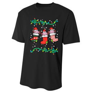 Christmas Stockings Axolotls Cute Xmas Girl Performance Sprint T-Shirt