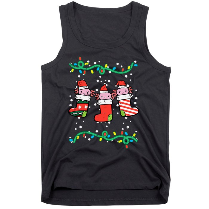 Christmas Stockings Axolotls Cute Xmas Girl Tank Top