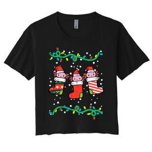 Christmas Stockings Axolotls Cute Xmas Girl Women's Crop Top Tee