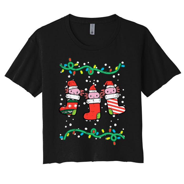 Christmas Stockings Axolotls Cute Xmas Girl Women's Crop Top Tee