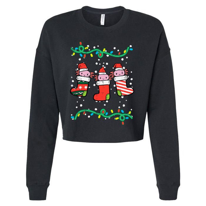 Christmas Stockings Axolotls Cute Xmas Girl Cropped Pullover Crew