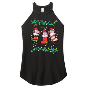 Christmas Stockings Axolotls Cute Xmas Girl Women's Perfect Tri Rocker Tank