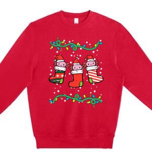 Christmas Stockings Axolotls Cute Xmas Girl Premium Crewneck Sweatshirt