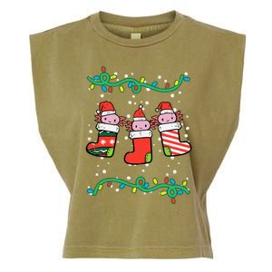 Christmas Stockings Axolotls Cute Xmas Girl Garment-Dyed Women's Muscle Tee