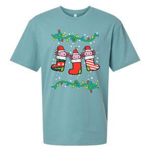 Christmas Stockings Axolotls Cute Xmas Girl Sueded Cloud Jersey T-Shirt