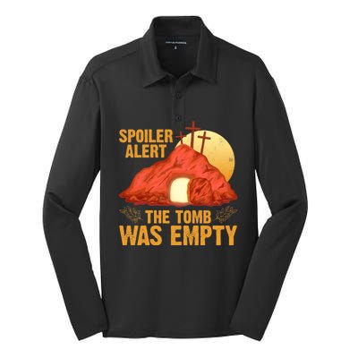 Christian Spoiler Alert Tomb Was Empty Easter Gift Silk Touch Performance Long Sleeve Polo