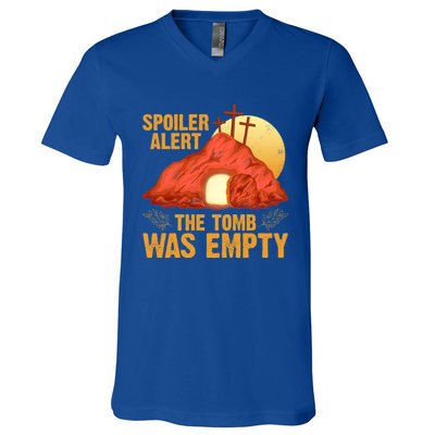 Christian Spoiler Alert Tomb Was Empty Easter Gift V-Neck T-Shirt