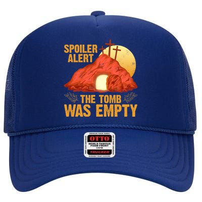 Christian Spoiler Alert Tomb Was Empty Easter Gift High Crown Mesh Back Trucker Hat