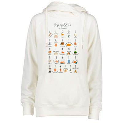 Coping Skills Alphabet Mental Health Awareness Womens Funnel Neck Pullover Hood