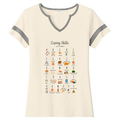 Coping Skills Alphabet Mental Health Awareness Ladies Halftime Notch Neck Tee