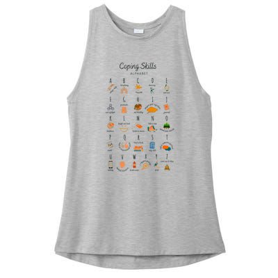 Coping Skills Alphabet Mental Health Awareness Ladies PosiCharge Tri-Blend Wicking Tank