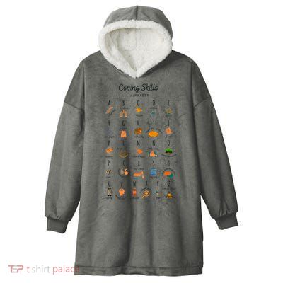 Coping Skills Alphabet Mental Health Awareness Hooded Wearable Blanket