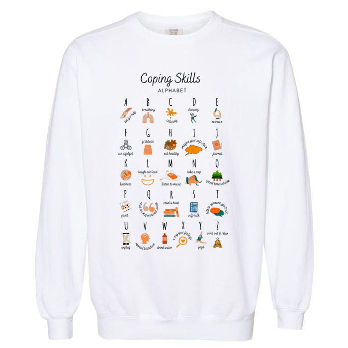 Coping Skills Alphabet Mental Health Awareness Garment-Dyed Sweatshirt