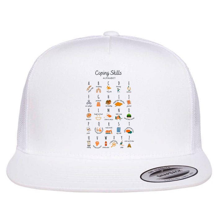 Coping Skills Alphabet Mental Health Awareness Flat Bill Trucker Hat
