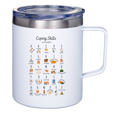 Coping Skills Alphabet Mental Health Awareness 12oz Stainless Steel Coffee Mug