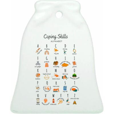 Coping Skills Alphabet Mental Health Awareness Ceramic Bell Ornament