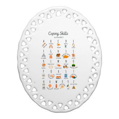 Coping Skills Alphabet Mental Health Awareness Ceramic Oval Ornament