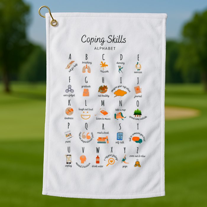 Coping Skills Alphabet Mental Health Awareness Golf Towel