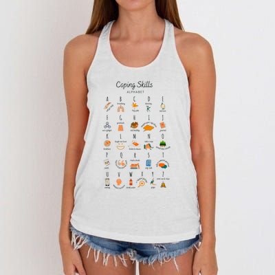 Coping Skills Alphabet Mental Health Awareness Women's Knotted Racerback Tank