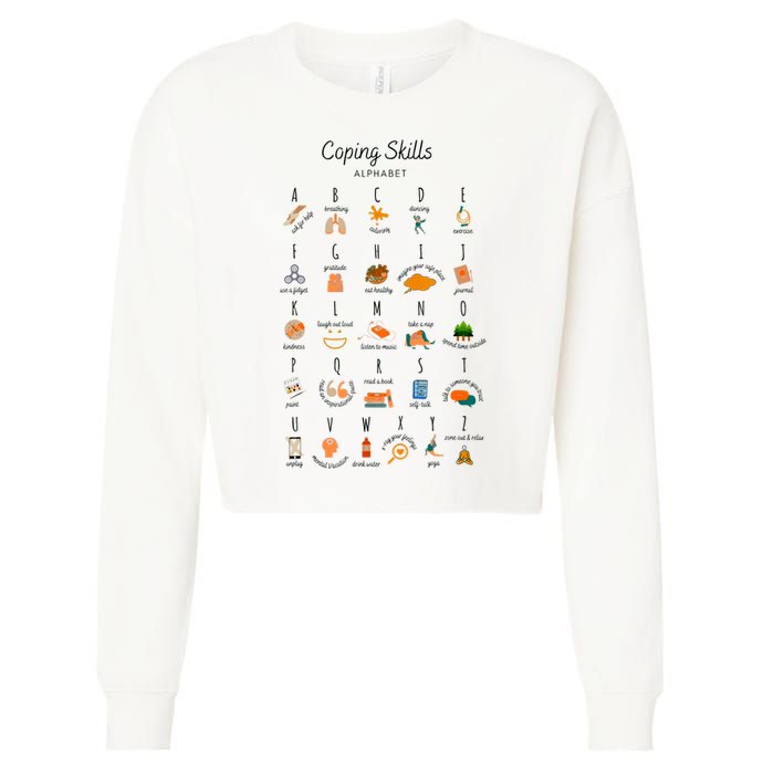 Coping Skills Alphabet Mental Health Awareness Cropped Pullover Crew