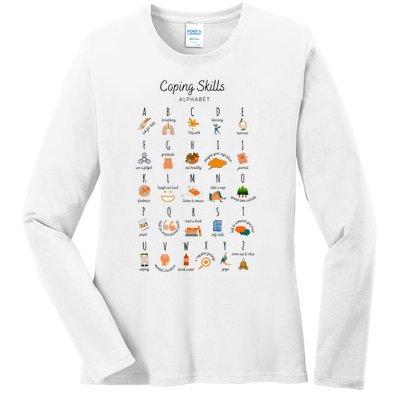 Coping Skills Alphabet Mental Health Awareness Ladies Long Sleeve Shirt