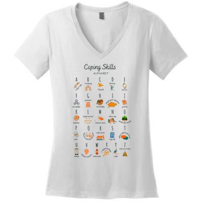 Coping Skills Alphabet Mental Health Awareness Women's V-Neck T-Shirt