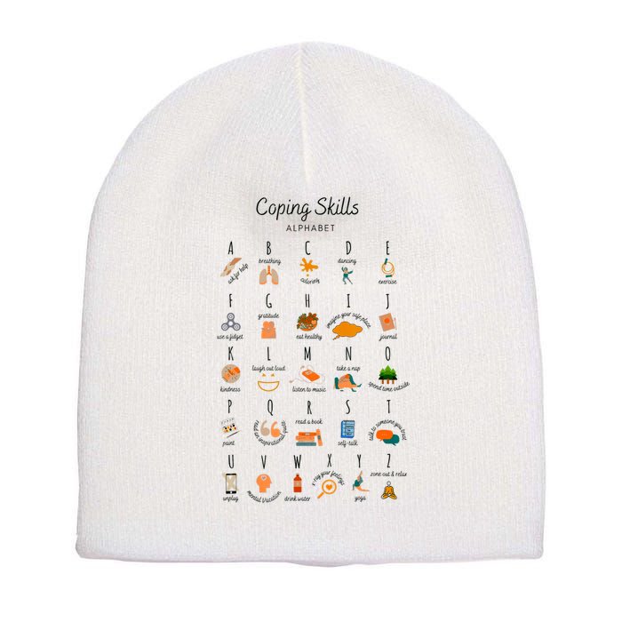 Coping Skills Alphabet Mental Health Awareness Short Acrylic Beanie