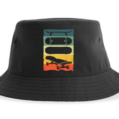 Cool Skateboard Art For Men Women Skateboarding Skateboarder Vintage Sustainable Bucket Hat