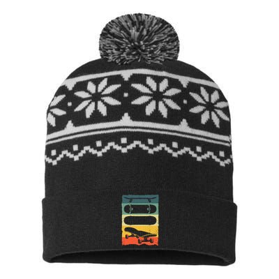 Cool Skateboard Art For Men Women Skateboarding Skateboarder Vintage USA-Made Snowflake Beanie