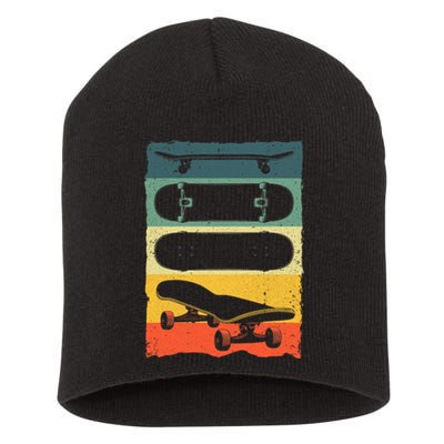 Cool Skateboard Art For Men Women Skateboarding Skateboarder Vintage Short Acrylic Beanie