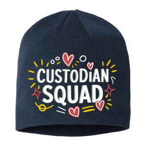 Custodian SquadCaretaker And Cleaning School Custodian Sustainable Beanie