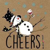 Cheers Snowman And Wine Christmas Cotton Canvas Backpack
