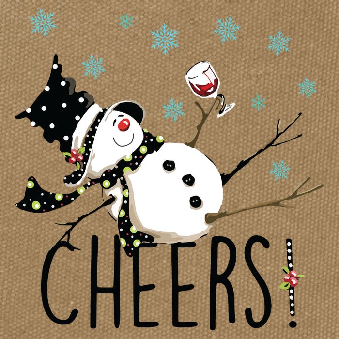 Cheers Snowman And Wine Christmas Cotton Canvas Backpack