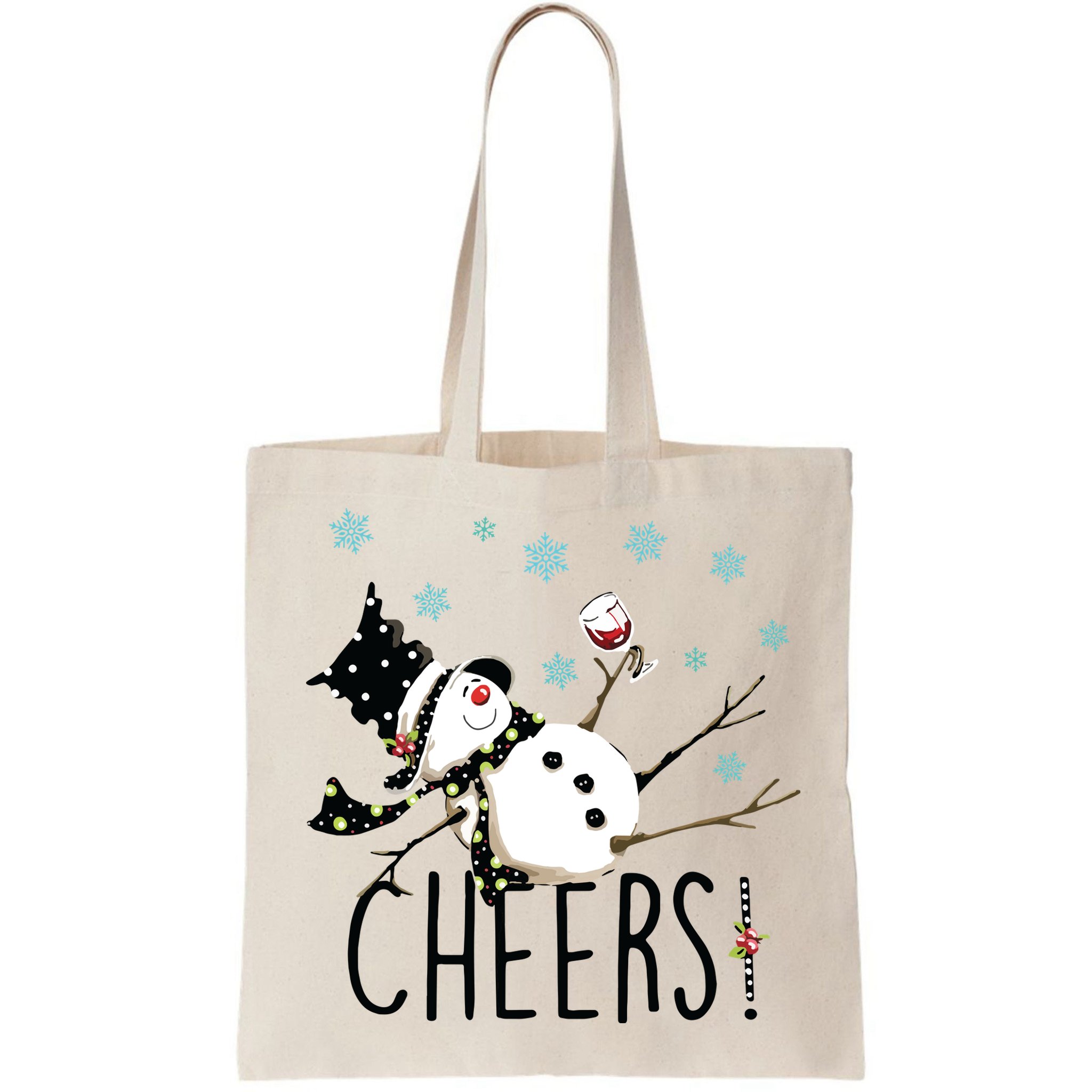 Cheers Snowman And Wine Christmas Bag