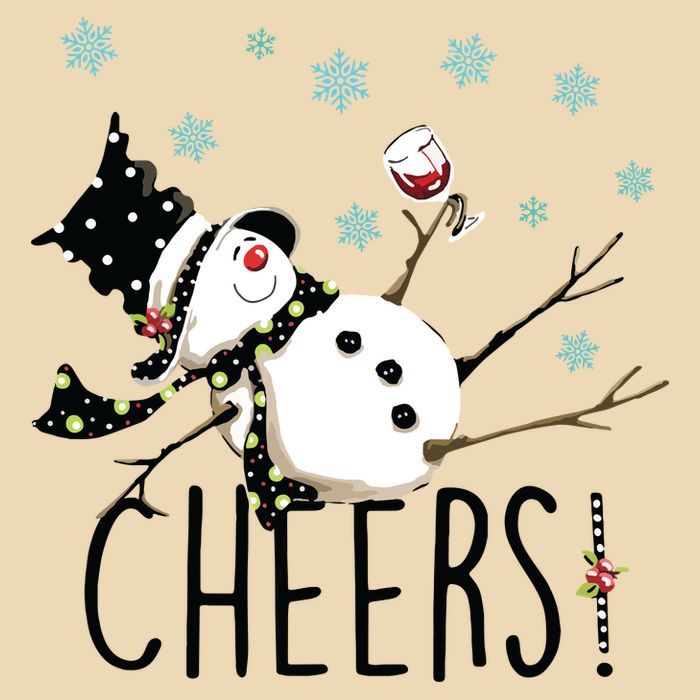 Cheers Snowman And Wine Christmas Bag